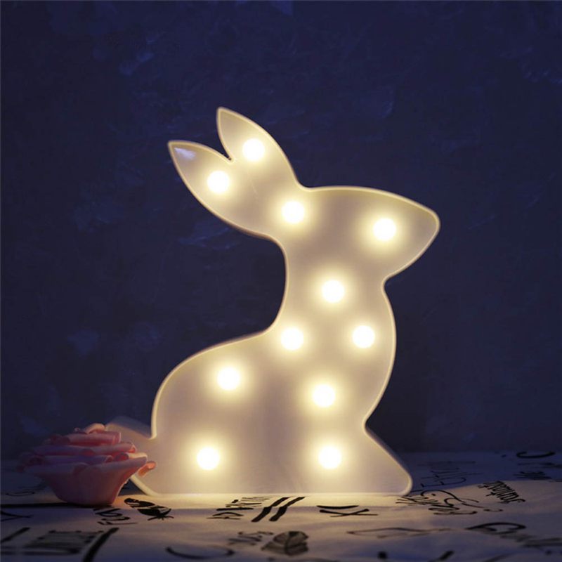 White Led Lights Rabbit Lamp