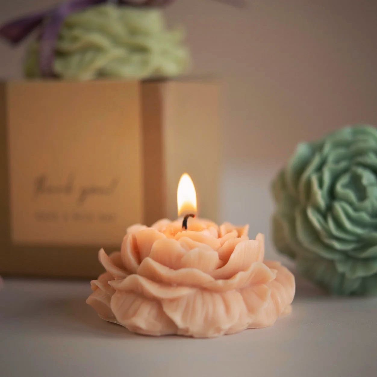 Natural soy wax Peony Candles Set of Two